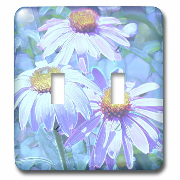 3dRose, Three Echinacea Blue Floral Art, double toggle switch