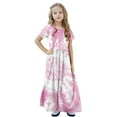 thumbnail image 5 of OGLCCG Girls Summer Maxi Dress Tie Dye Short Sleeve Casual Holiday A Line Flowy Long Dress Loose Boho Beach Dress with Pockets 4-14 Years, 5 of 7