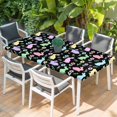 thumbnail image 2 of Happy Easter Table Cloths for 5 Foot Rectangle Tables, Spring Colorful Bunny Floral Rustic Black Patio Waterproof Elastic Fitted Tablecloths, Washable Rectangular Table Cover for Camping, 2 of 8