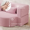 thumbnail image 6 of 78" FIRSCOOK Teddy Fabric Convertible Loveseat Sofa Bed, 2-Seat Floor Sleeper Sofa with Pillows, Boneless Couches for Home，No Assembly，Pink, 6 of 8