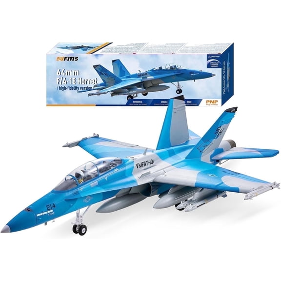 Fms Rc Jets 64mm F-18（SIM） Hornet EDF Fighter Jet Rc Airplanes for Adults Remote Control Planes PNP(NO Transmitter Batteries and Charger)