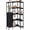 Black, variant on HIGDBFE 5-Tier Corner Bookshelf with LED Lights and 4 Fabric Drawers, L-Shaped Industrial Bookcase, Corner Display Shelf for Living Room, Home Office, Rustic Brown
