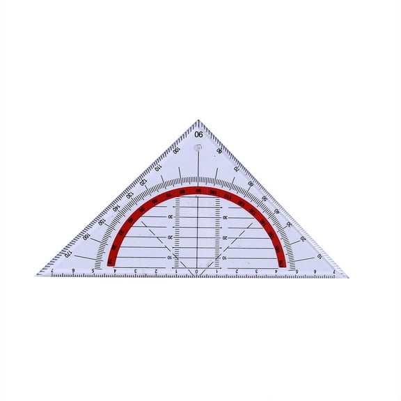 Pedty 1X Triangle Ruler,Clear Plastic Straight Ruler Plastic Measuring Tool for Student Office Office