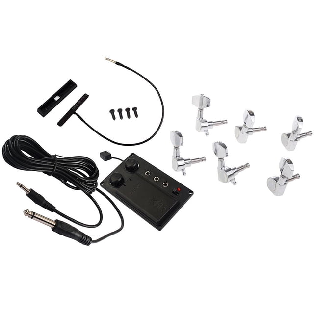 Preamplificador Piezoeléctrico de Pastilla de Violín Baoblaze + Clavijas de Afinación de Engranajes Sellados 3R3L para Violín de Guitarra
