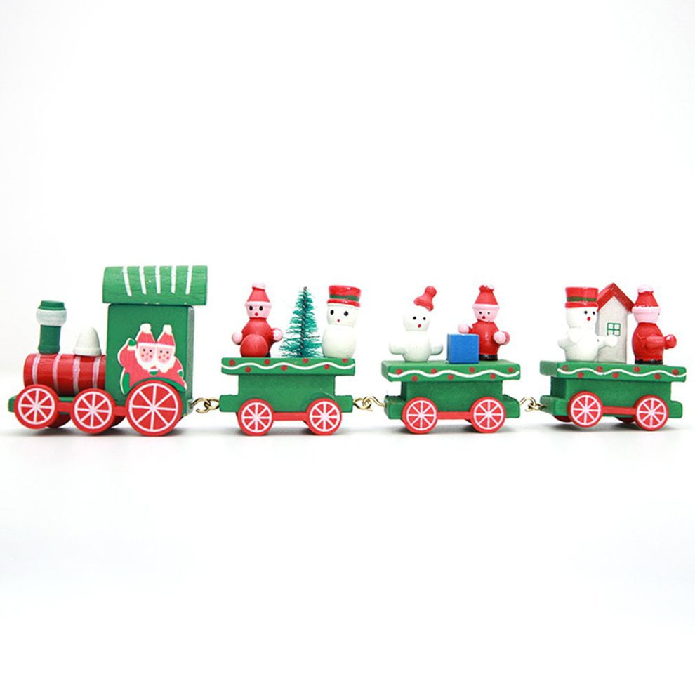 Christmas Train Painted Wooden Christmas Decoration With Santa