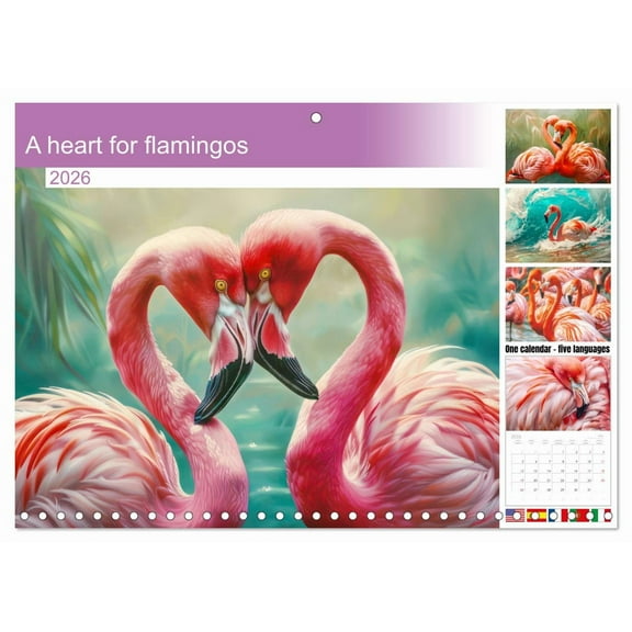 A heart for flamingos (Monthly Wall Calendar 2026 11.7 x 16.5 (open)), CALVENDO 14 Month Calendar