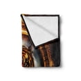 thumbnail image 2 of Tiger Soft Flannel Fleece Throw Blanket, Mayan Calender Design with Big Hunter Head Wise Feline Old Cultures, Cozy Plush for Indoor and Outdoor Use, 70" x 90", Dark Orange Black, by Ambesonne, 2 of 6