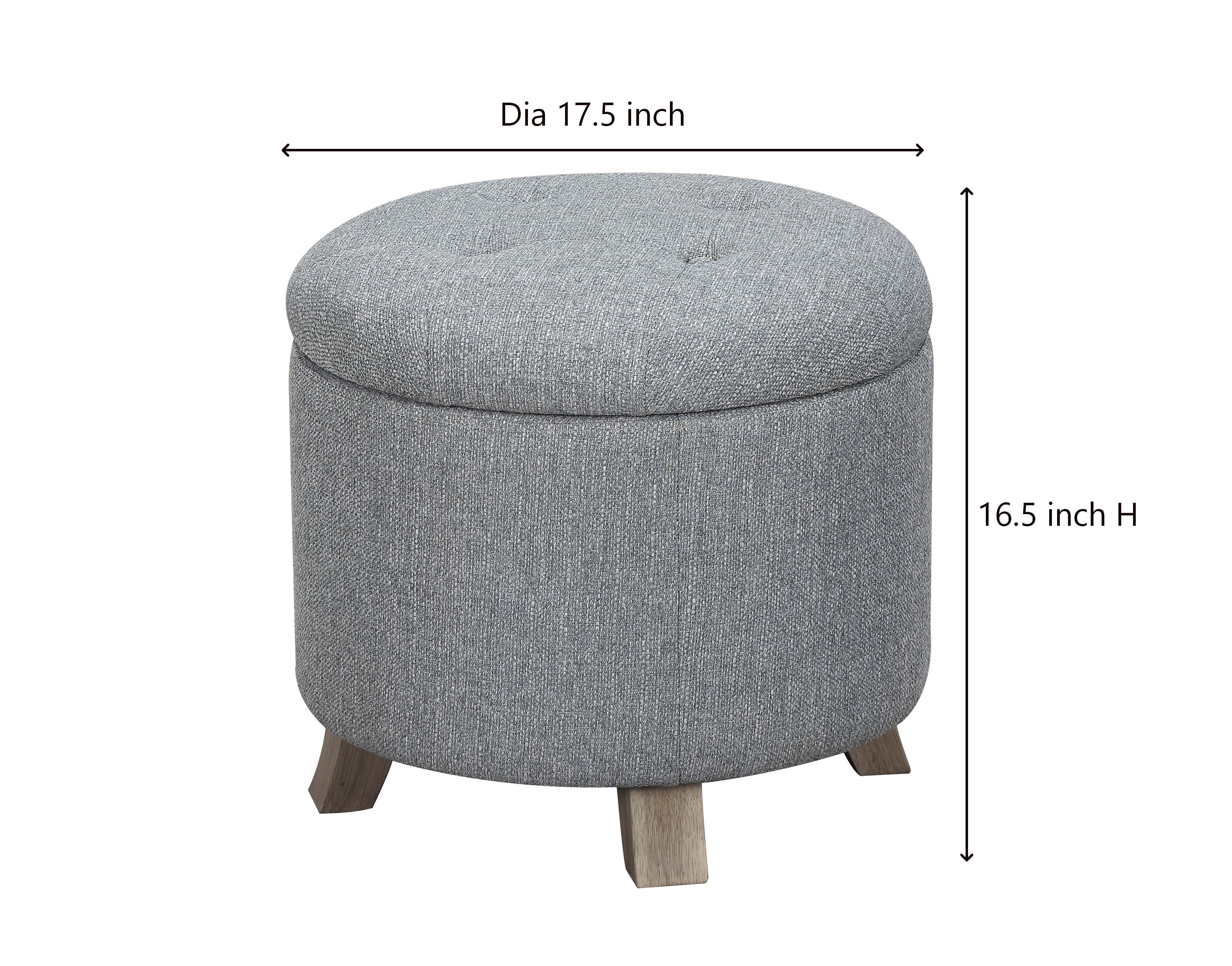 Better Homes & Gardens Round Tufted Storage Ottoman, Gray photo 2