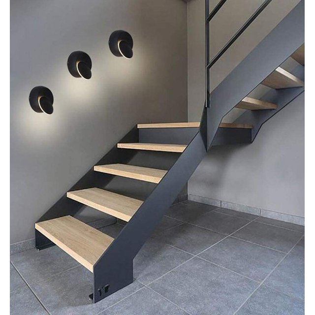 Luces de pared Lámpara de pared LED blanca cálida para interiores 5W Aplique de pared blanco cálido moderno Eclipse creativo 2 en 1 Aplique de pared de hierro Lámpara LED (Negro) LingWen 9024715861559
