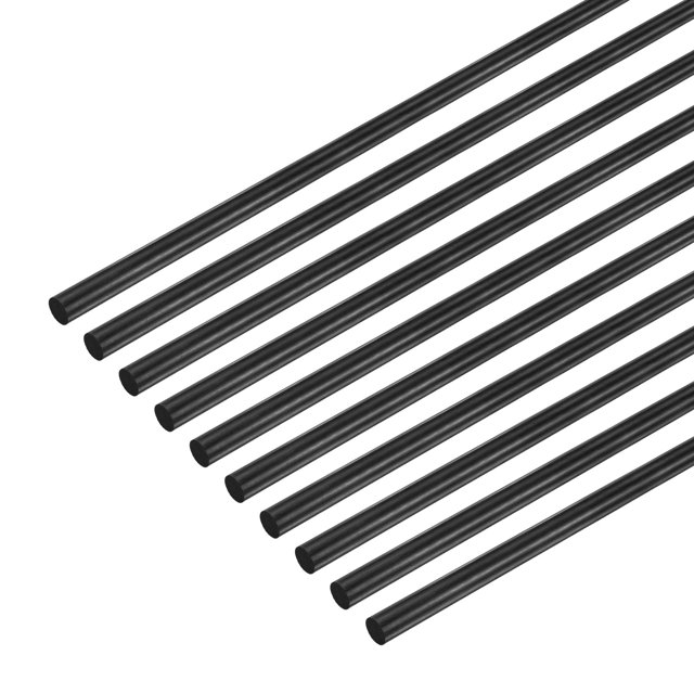 Uxcell 10-Pack Varillas de Fibra de Carbono, 200mm de Longitud 0.5mm de Diámetro Varilla Sólida Mate de Fibra de Carbono