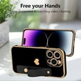 thumbnail image 5 of Designed for iPhone 14 Pro Max Case Black Love Hearts Design for Women Girl Men, Luxury Plating with Strap Stand Full Camera Lens Protection Bumper for iPhone 14 Pro Max 6.7", 5 of 6