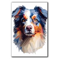 Australian Shepherd Dog Art Canvas, Pet Wall, Polygon Art Print on Canvas Canvas, large wall art, bathroom wall art, Ready to Hang,Living Room,Bedroom & Office