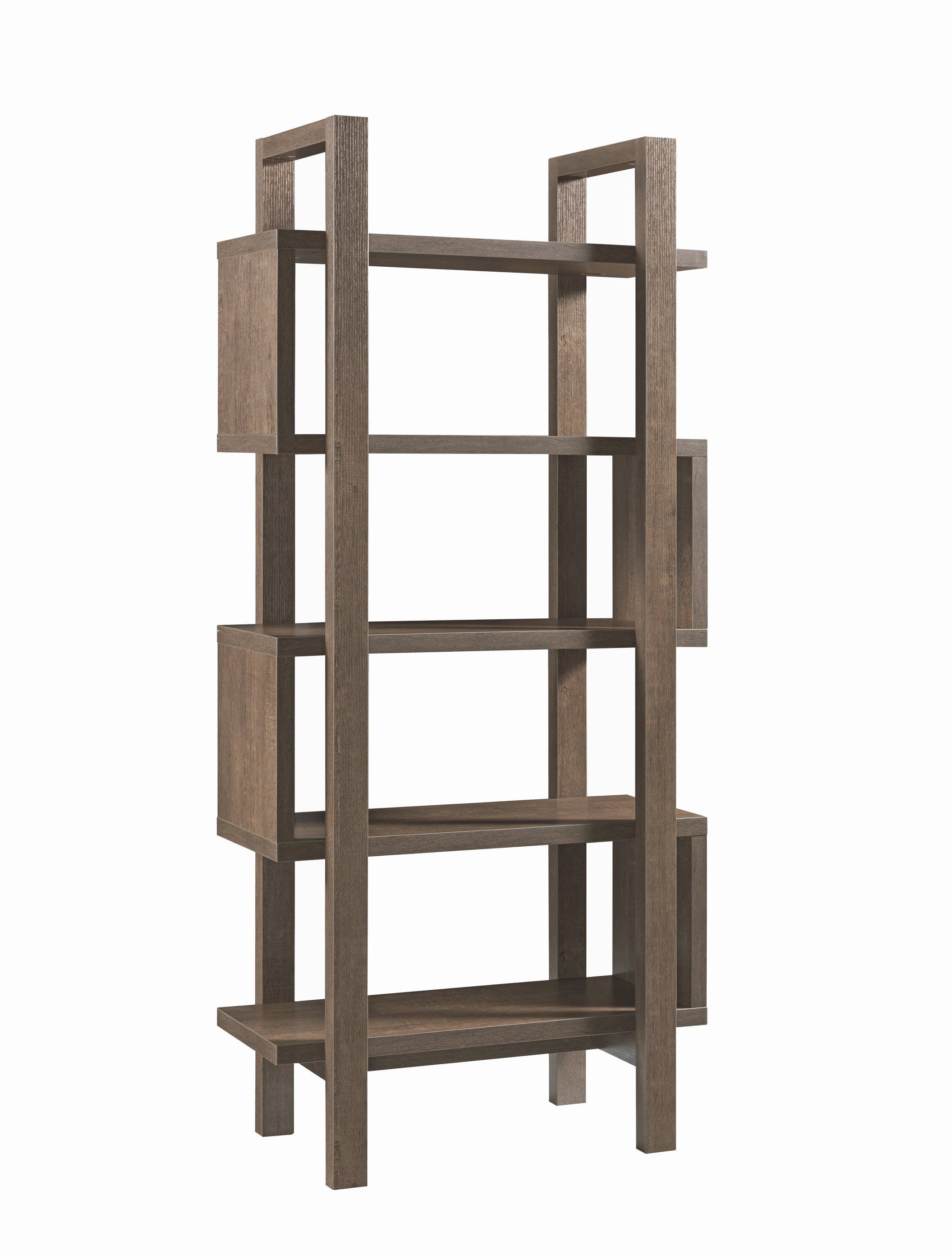 Smart Home 182341 Mid Century Modern Walnut Oak Bookcase For Living Room Walmart Com Walmart Com