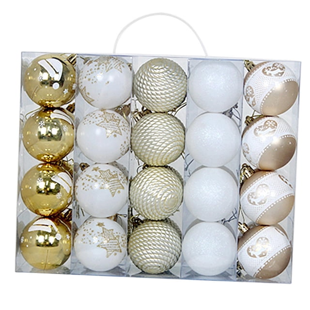 40 adornos navideños colgantes de bolas con orificio para colgar, reutilizables, para el árbol de Navidad. Estilo C