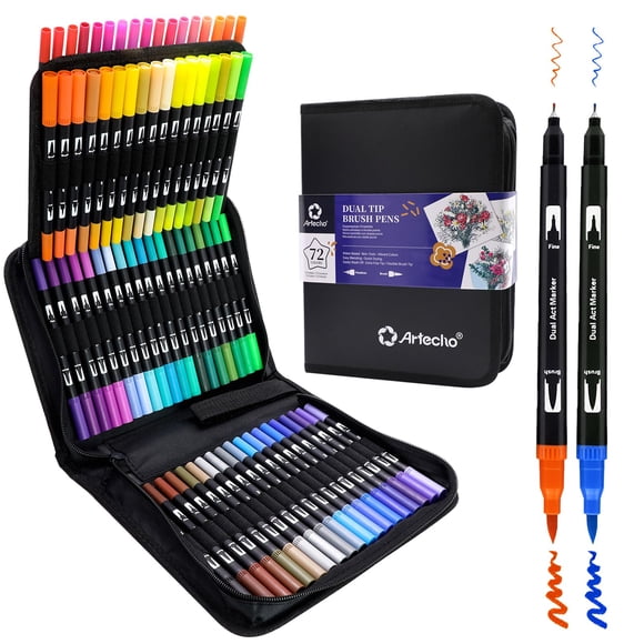Set de bolígrafos de colores Artecho 72 colores de doble punta para adultos