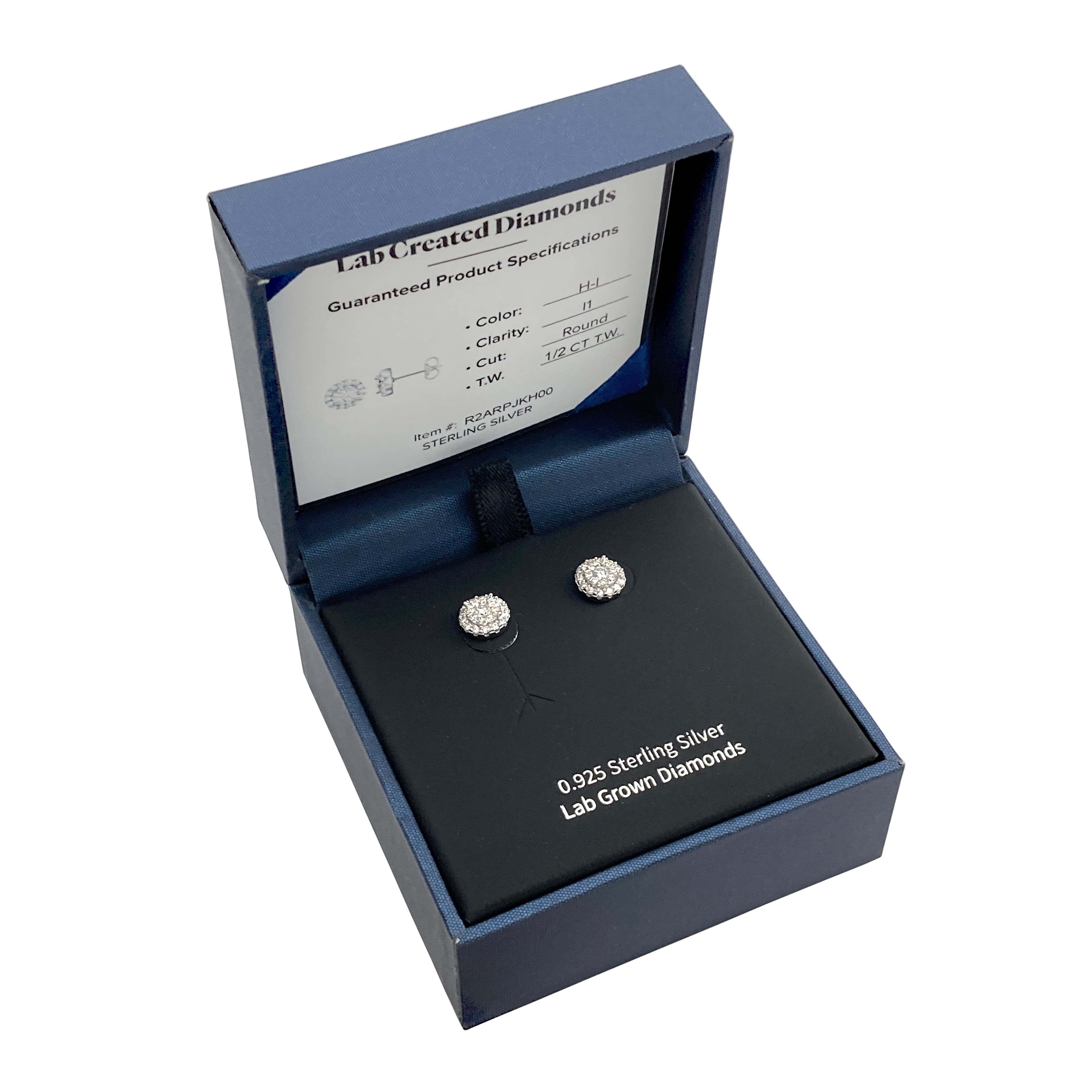 Forever Facets 1/2 CT TW Lab Grown Diamond Earrings in Platinum over Sterling Silver, Adult Female