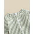thumbnail image 5 of Gzhioc Newborn Baby Unisex Casual Romper, Long Sleeve Round Neck Stripe Printed Feet-Covered Long Jumpsuit,0-9 Months, 5 of 9