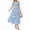 Blue, variant on Womens Square Neck Smocked Dress Summer Puff Short Sleeve Floral Casual Ruffle Tiered Maxi Wedding Guest Dresses