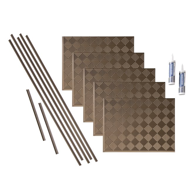 FASÄDE Miniquattro Decorative Vinyl Backsplash 15 sq ft Kit in Argent Bronze