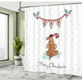 thumbnail image 5 of Ambesonne Christmas Shower Curtain, Dog with Xmas Candy Cane, 69"Wx84"L, Pale Turquoise and Ginger, 5 of 5