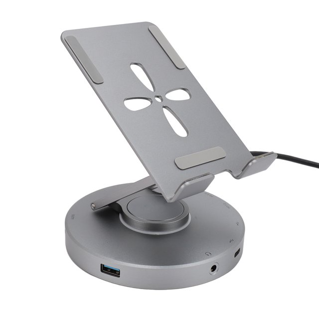 Soporte de Tableta Tipo C, Aluminio aluminio de aluminio Tableta Stand Hub PD 100W 360 rotativo 10 EN 1 PLEGABLE PARA CONSOLA DE JUEGOS