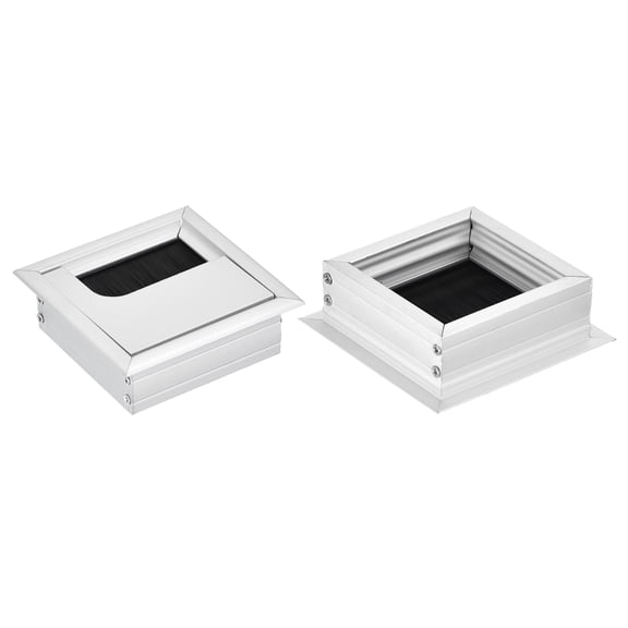 Uxcell 2Pack Cable Hole Cover 67mm x67mm Aluminum Alloy Square Desk Grommet, Silver