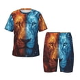 thumbnail image 1 of Balery Red And Blue Fire Lion Conjunto de Pijama Infantil de Manga Corta con Estampado – Ropa de Dormir de Algodón Suave-Small, 1 of 6