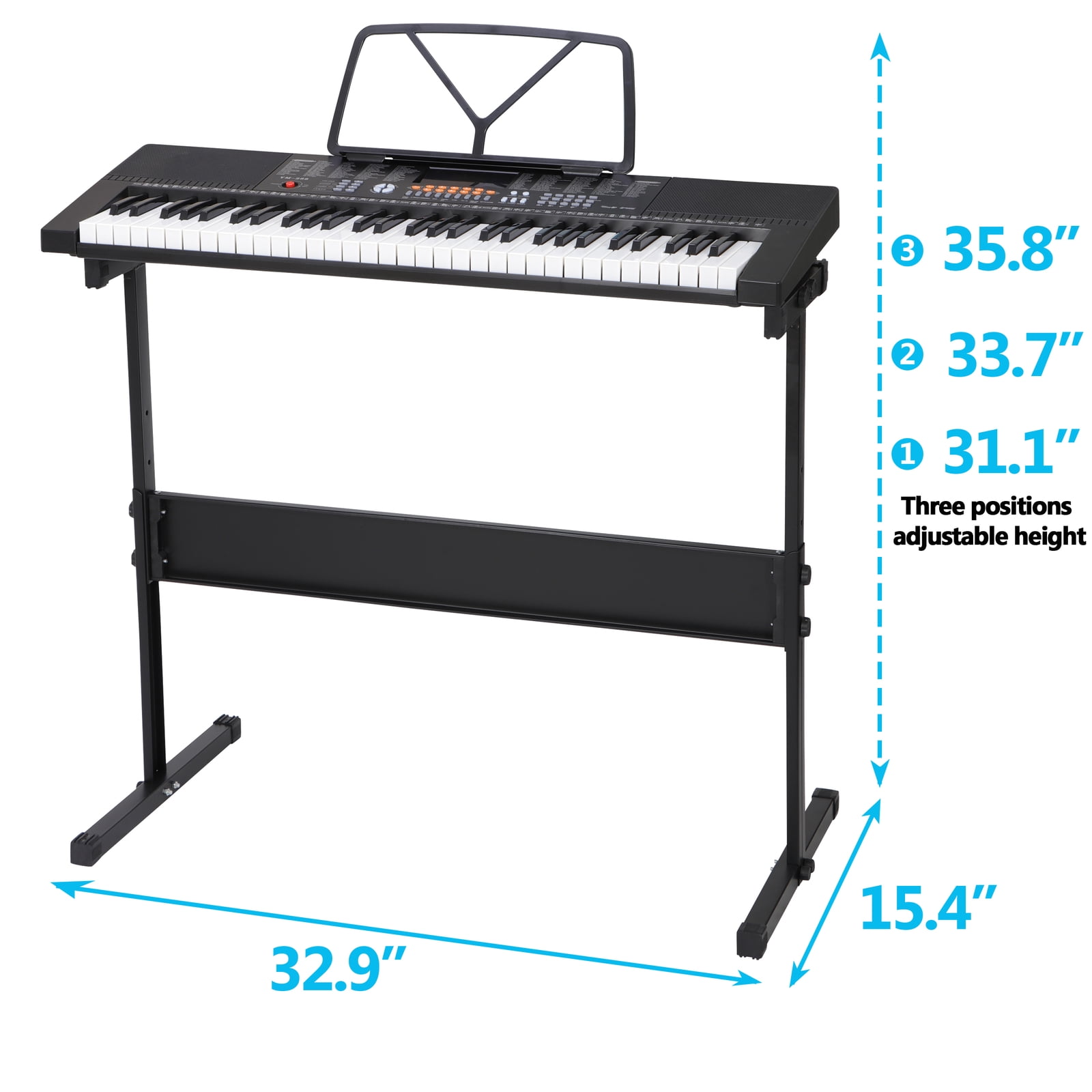 ZYPPP 61 Key Electronic Keyboard Piano Organ with Microphone Stand Stool Earphone
