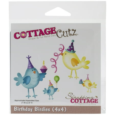 CottageCutz 4X4584 CottageCutz Die - Birthday Birdies 2"X2.5"
