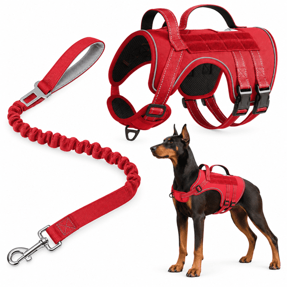 OEIKPFN Dog Harness and Leash Set, No Pull Reflective Adjustable Soft Padded Dog Vest Harness with Handle for Small, Medium and Large Dogs