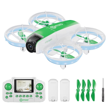 Contixo F15 Astro Mini Drone with 2.4" Screen Remote – Dual Camera, Live Video Display, Optical Flow Hover, One-Key Takeoff/Landing, 360° Stunts, 2 Batteries, Beginner Drone for Kids & Adults - Green