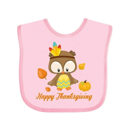 

Inktastic happy thanksgiving owl Gift Baby Boy or Baby Girl Bib
