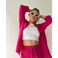 thumbnail image 4 of AURA Women Two Piece Outfit Long Sleeve Shirt Drawstring Shorts Casual Set, 4 of 8