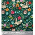 thumbnail image 1 of Soimoi Cotton Poplin Fabric Floral,Rabbit & Porcupine Cartoon Decor Fabric Printed Yard 42 Inch Wide, 1 of 1