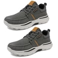 thumbnail image 1 of Zapatos ortopédicos para caminar con cordones para hombre de color caqui para fascitis plantar, mocasines casuales de lona, zapatos cómodos para mayor amortiguación y alivio del dolor, 1 of 6