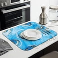 thumbnail image 3 of Blue Marble Gold Swirl Pattern Dish Drying Mat for Kitchen 1 Pack, Ultra Absorbent Microfiber Dishes Drainer Mats,16"x18", 3 of 6