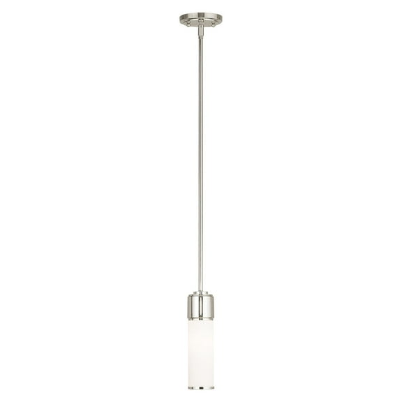 52111-35-Livex Lighting-Weston - 1 Light Mini Pendant in Contemporary Style - 4.75 Inches wide by 11.75 Inches high-Polished Nickel Finish