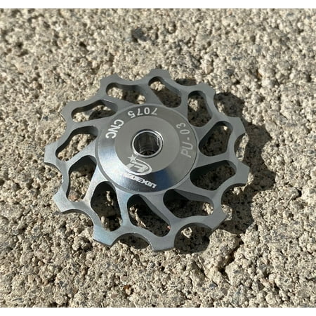 Ceramic Bearing 11T Upper Lower Mountain Road Bike Rear Derailleur Pulley Wheel (Silver)