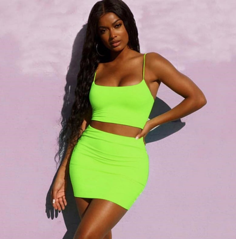 Women Crop Top Short Skirt Bodycon 