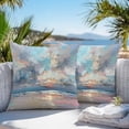 thumbnail image 4 of Outdoor Pillow Cover Abstract Summer Beach Set of 2 Waterproof Throw Pillowcases Blue Art Painting Landscape Decorative Patio Furniture Pillows for Couch Garden Indoor & Outdoor Use, 4 of 9