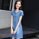 thumbnail image 3 of Vestido de mezclilla corto Jinwen Mujer Cuello en V XL, 3 of 8