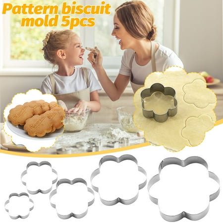 

WMYBD Kitchen Gadgets Cake Mould Flower-Shaped Cookie Mould 5-Piece Stainless Steel Baking Mould Multifunctional Cake Mould