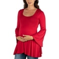 thumbnail image 2 of 24seven Comfort Apparel Long Bell Sleeve Flared Maternity Tunic Top, 2 of 3
