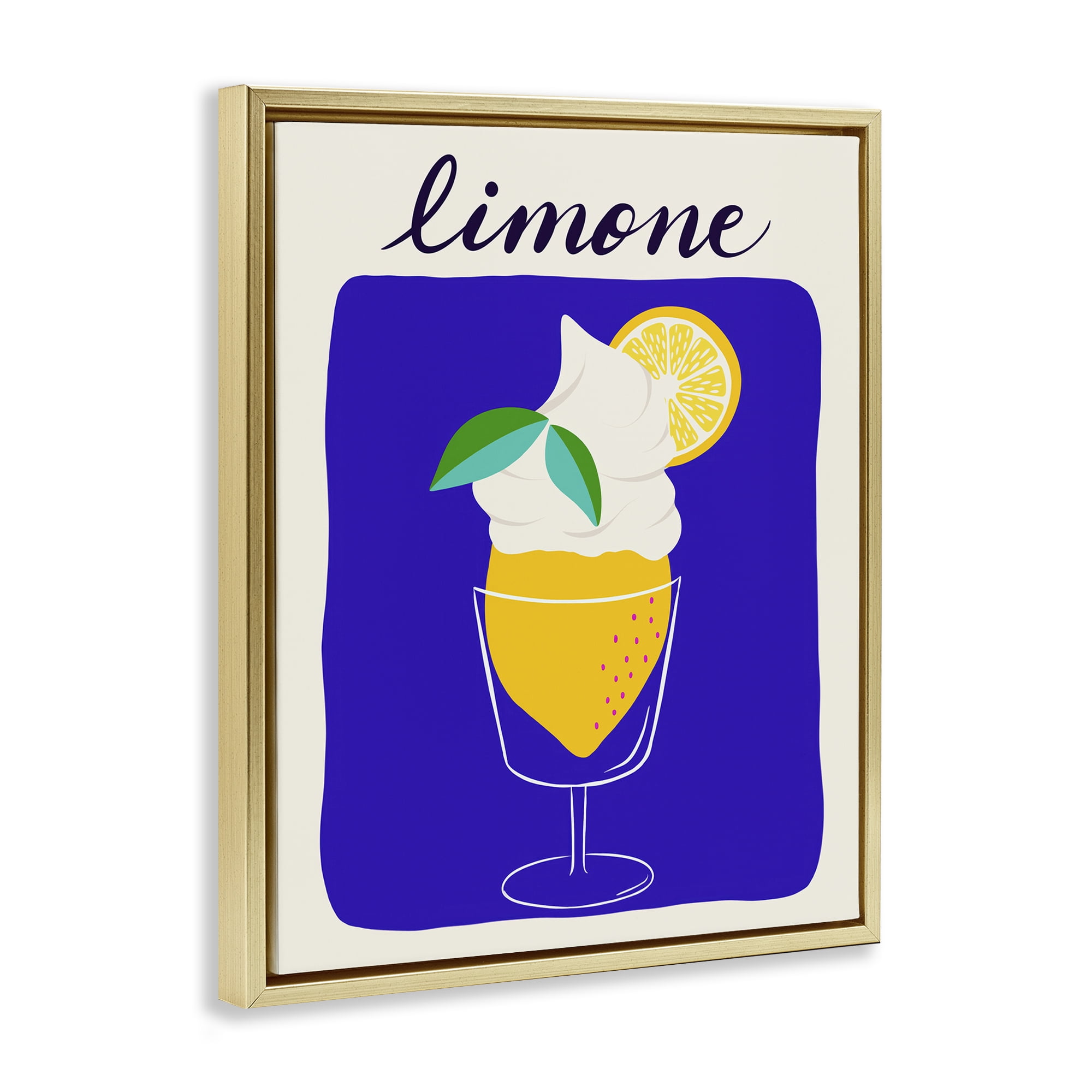Stupell Industries Limone Citrus Dessert Food & Beverage Painting Gold Floater Framed Canvas Art Print Wall Art, 17 x 21