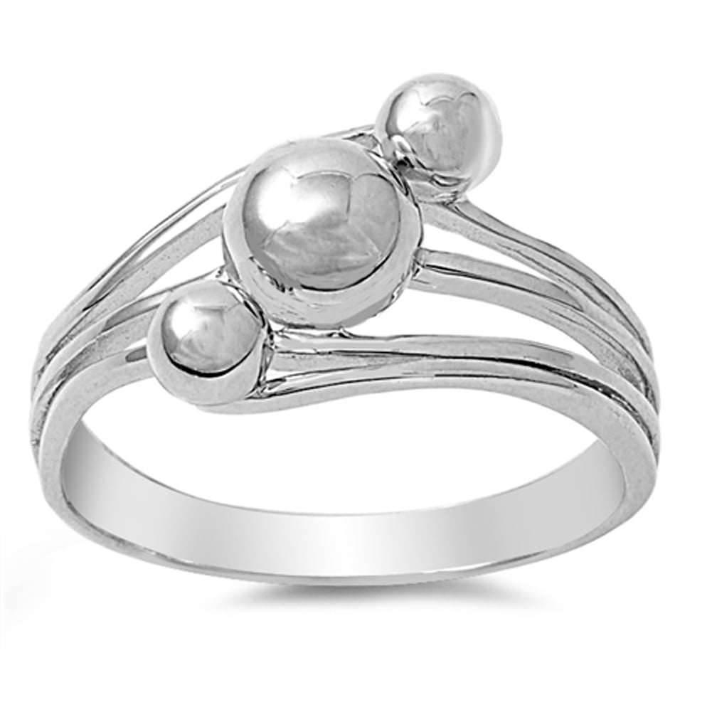 Bali Three Bar Bead Statement Ring New .925 Sterling Silver Band Sizes 5-10 Bali Three Bar Bead Statement Ring New .925 Sterling Silver Band Sizes 5-10