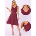 thumbnail image 2 of DARING DIVA Sequin Lace V Neck Wedding Guest Dress S Wine Red, 2 of 6
