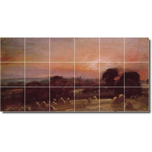 Ceramic Tile Mural-John Constable Country Painting 203. 25.5" w x 12.75" h using (18) 4.25 x 4.25 ceramic tiles