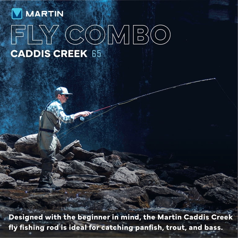 Martin Caddis Creek Fly Reel and Fishing Rod Combo, 5/6-Weight 9-Foot  2-Piece Fiberglass Rod, Brown
