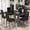 Black, variant on LinkRomat 7-Piece Glass Dining Table Set for 6, Modern Kitchen Table with PU Leather Chairs, Black Dining Room Table and Chairs Set for Small Space, Apartment