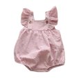 thumbnail image 4 of Kmbangi Barboteuse Courte pour Fille, Manches Volantes d'Été Col Carré à Carreaux + Bandeau Décontracté pour Fête Rue 0-3 Ans, 4 of 9